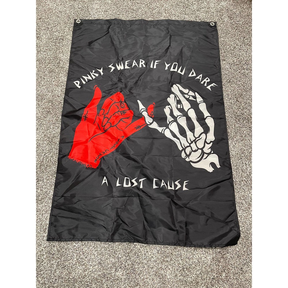 A Lost Cause Pinky Swear Banner Flag Black Red Q1